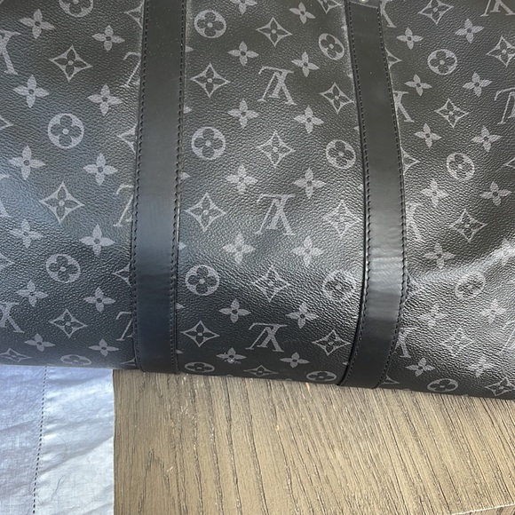 100% Authentic Louis Vuitton Keepall Bandouliere 55 Monogram Eclipse - Picture 9 of 14
